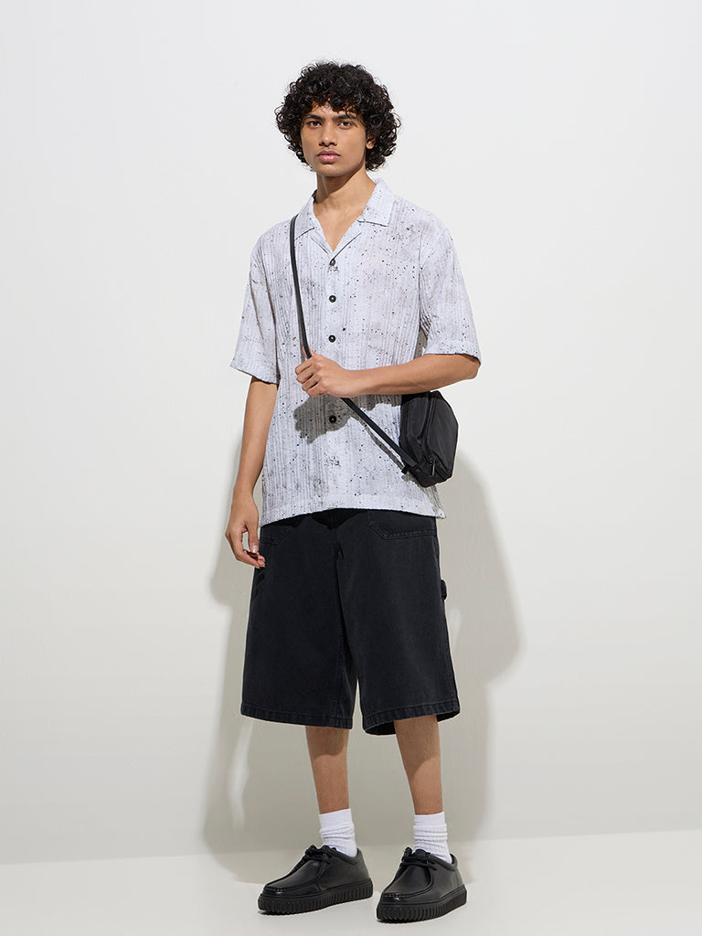 Nuon Grey Speckle Detailed Relaxed-Fit Shirt