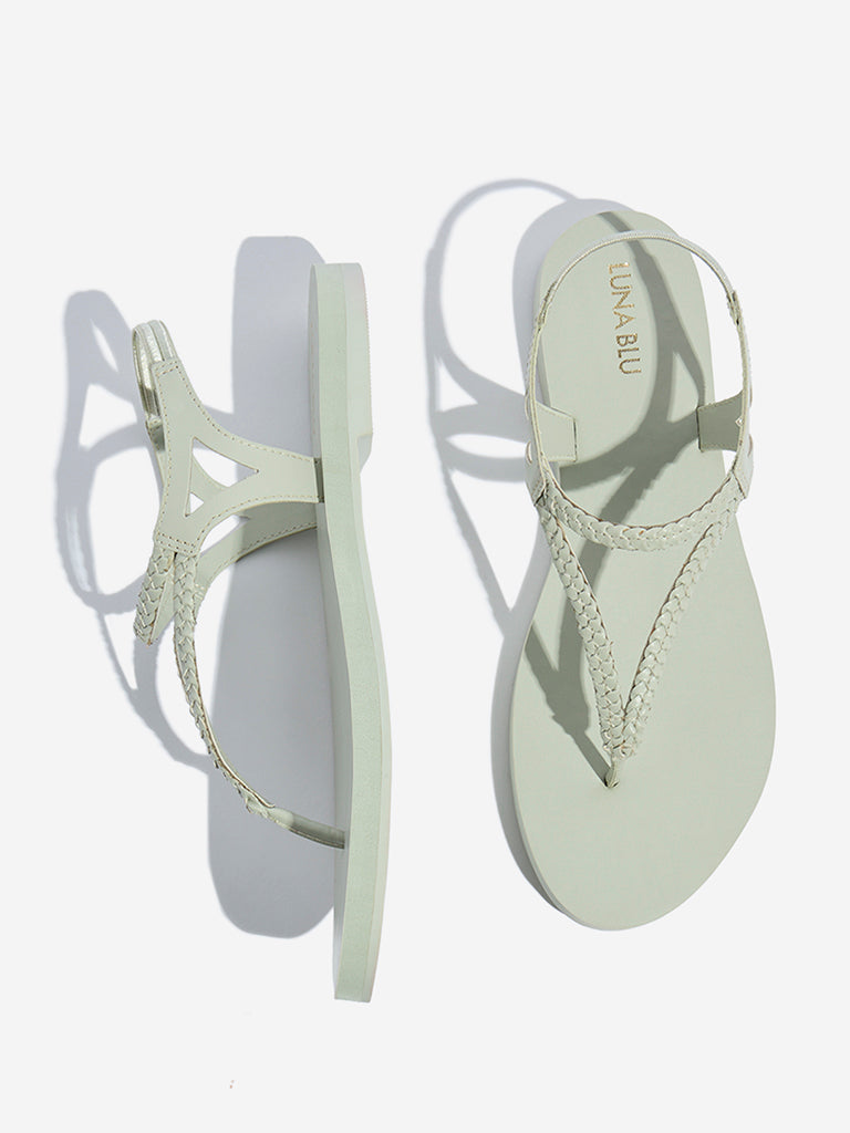 LUNA BLU Mint Braided Thong-Strap Sandals