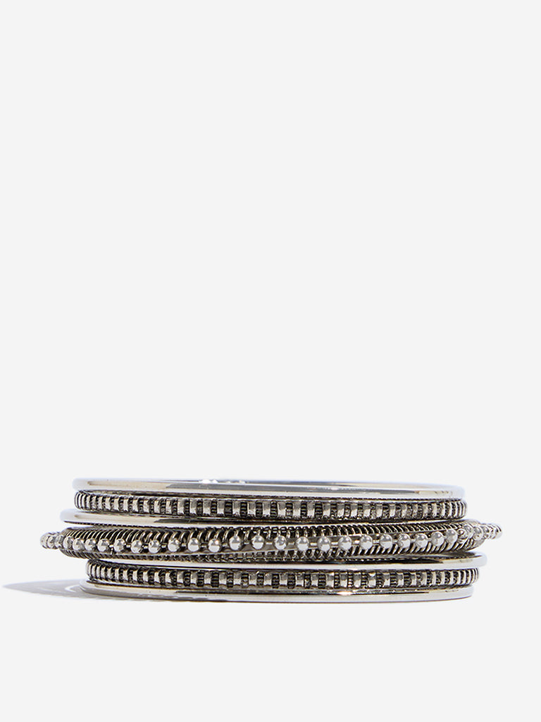 Westside Accessories Silver Fancy Bangle Set