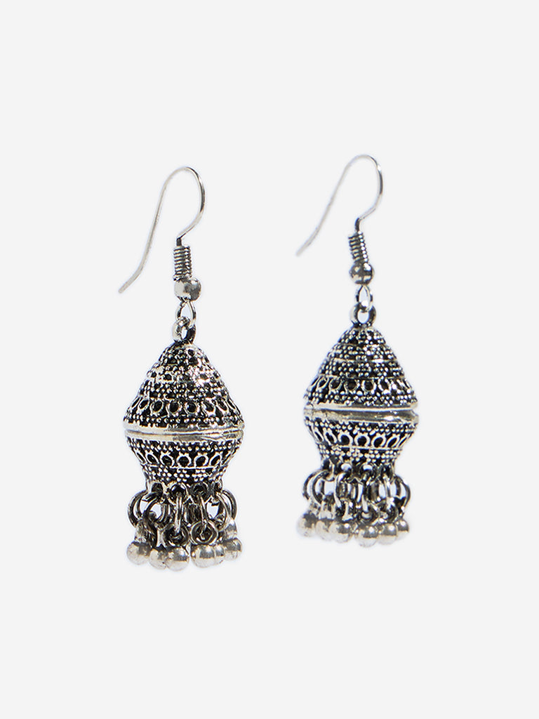 Westside Accessories Silver Small Jhumka Earrings
