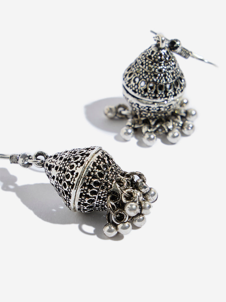Westside Accessories Silver Small Jhumka Earrings