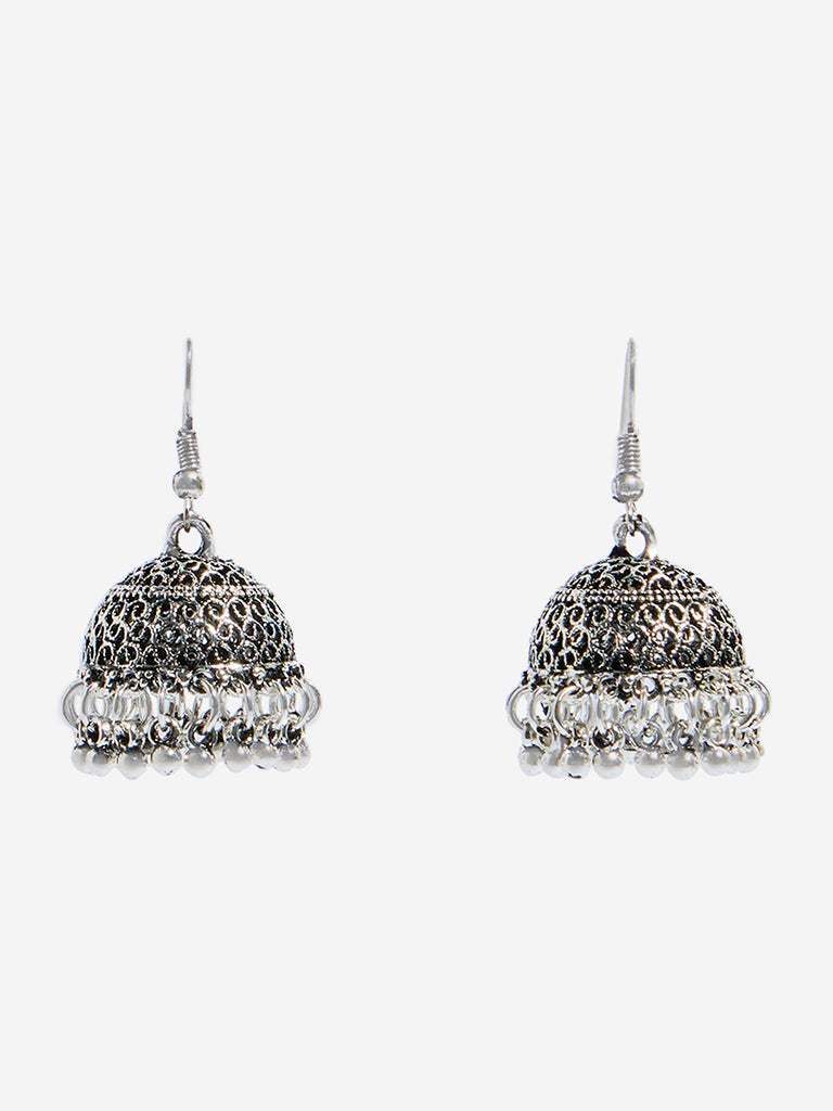 Westside Accessories Silver Beads Design Small Jhumka Earrings