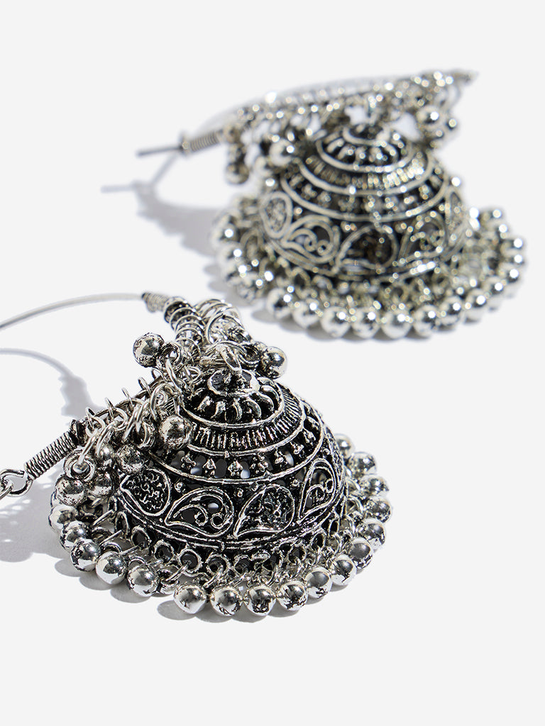 Westside Accessories Silver Big Jhumka Earrings