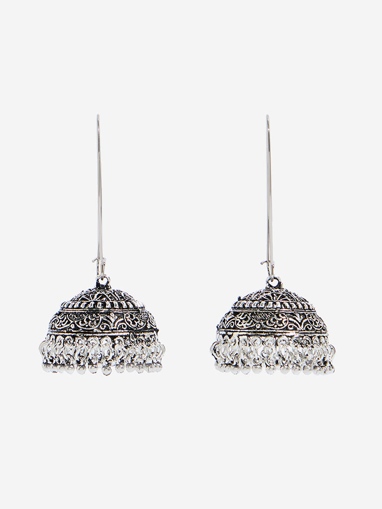 Westside Accessories Silver Big Fish Hook Jhumka Earrings