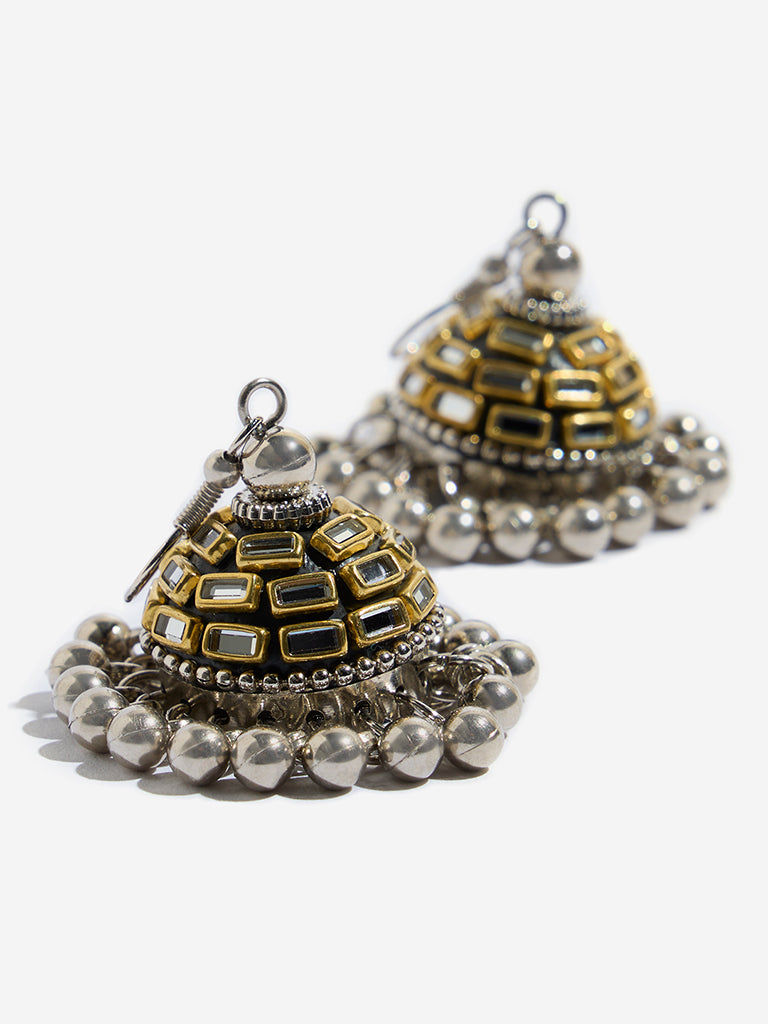Westside Accessories Silver Dual Tone Jhumka Earrings