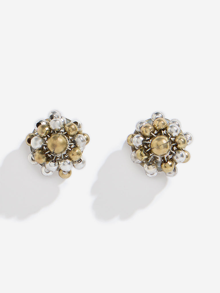 Westside Accessories Silver Dual Tone Bunch Stud Earrings
