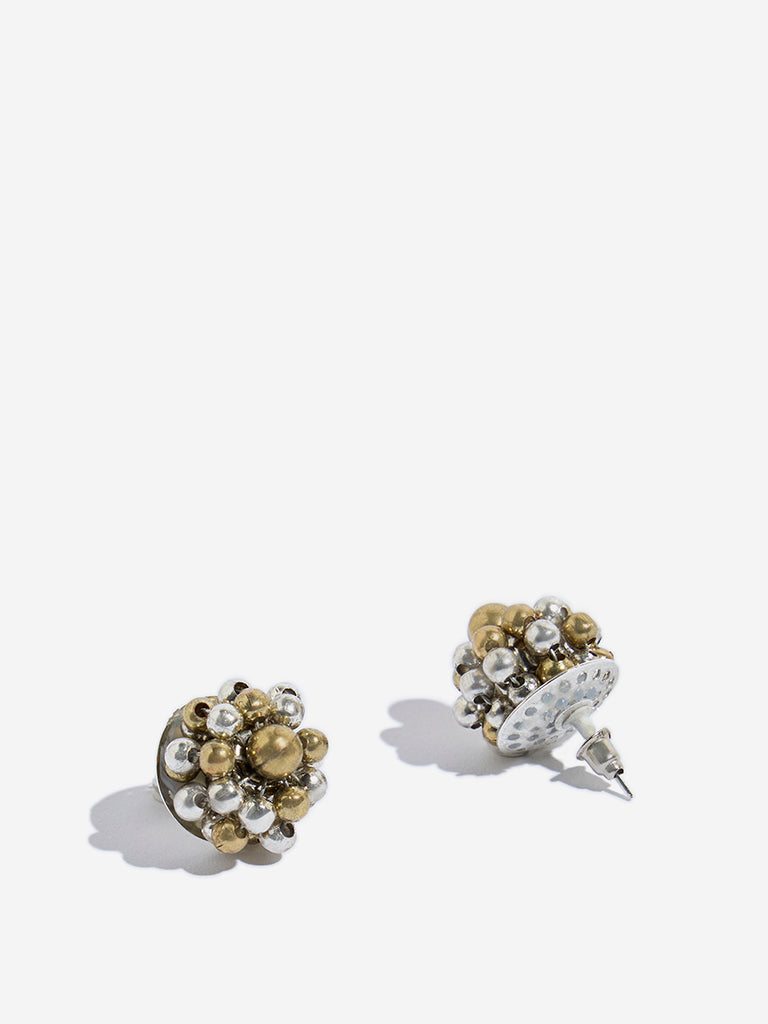 Westside Accessories Silver Dual Tone Bunch Stud Earrings