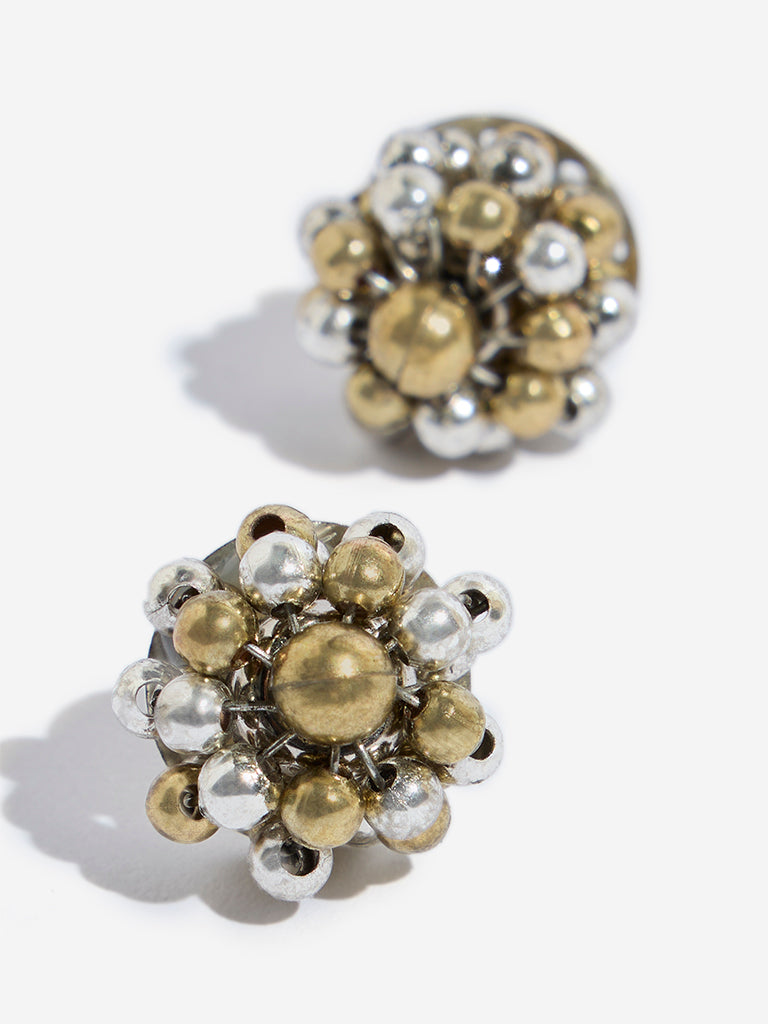 Westside Accessories Silver Dual Tone Bunch Stud Earrings