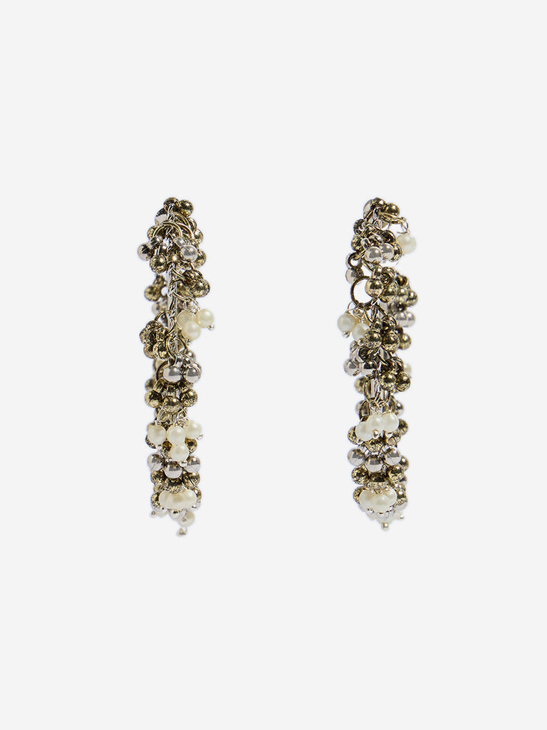 Westside Accessories Silver Dual Tone Bunch Half Hoop Earrings