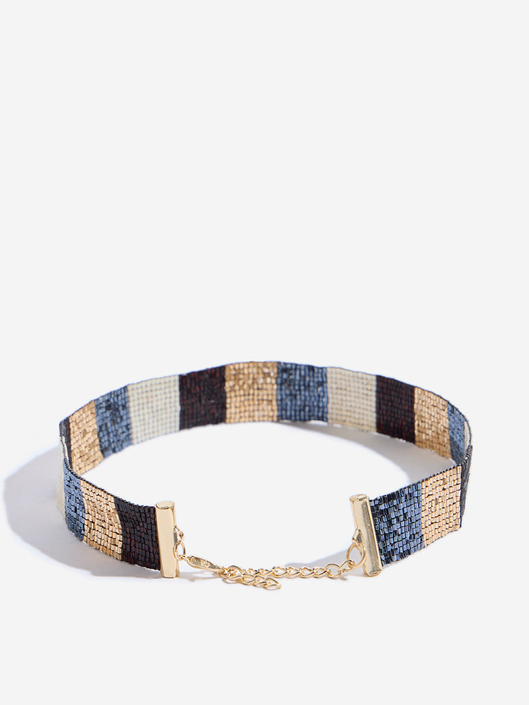 Westside Accessories Black & Gold Beaded Choker
