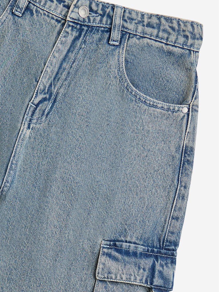 Y&F Kids Blue High-Rise Jorts