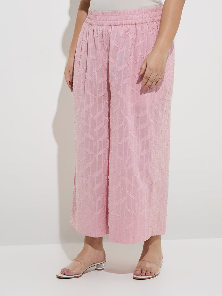 Buy Diza Pink Leaf Design Cotton Ethnic Pants from Westside
