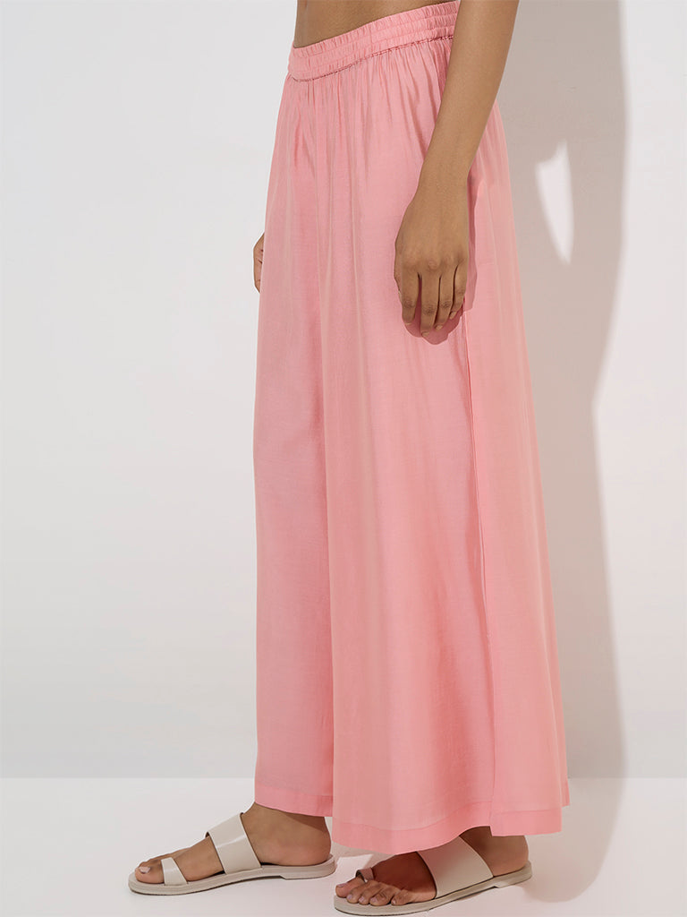 Utsa Pink Solid Palazzos
