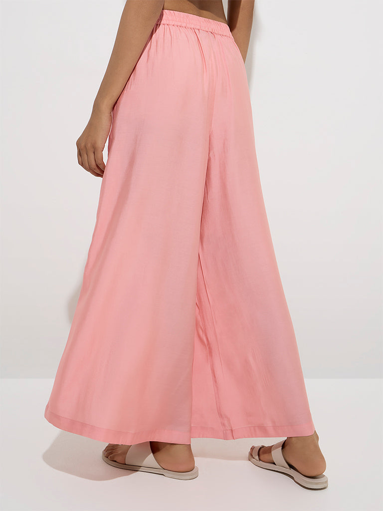 Utsa Pink Solid Palazzos
