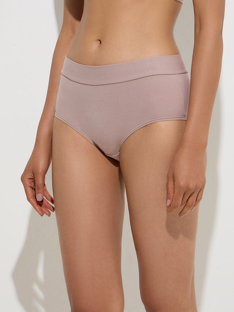 westisde Wunderlove Women's Beige One-Size Cotton-Blend Brief for Casual Wear Front View