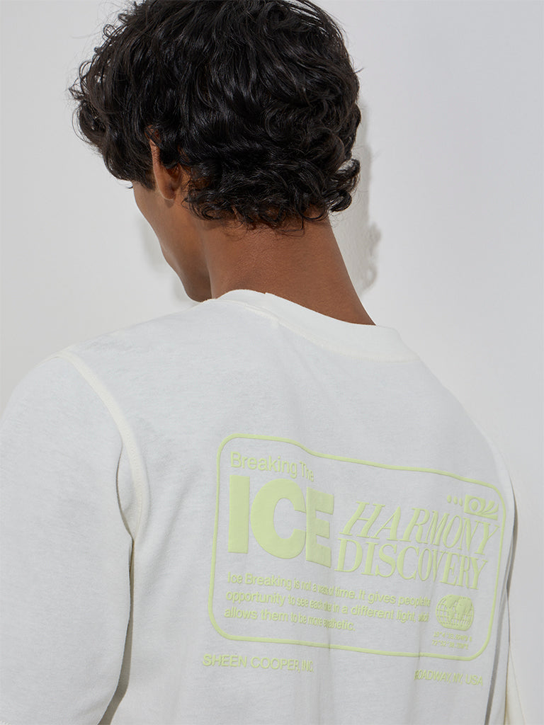 Studiofit White Text Design Relaxed-Fit T-Shirt