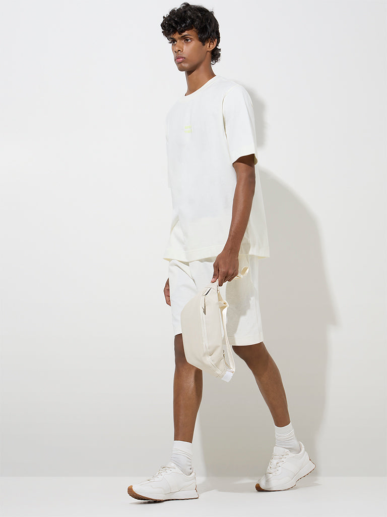 Studiofit White Text Design Relaxed-Fit T-Shirt