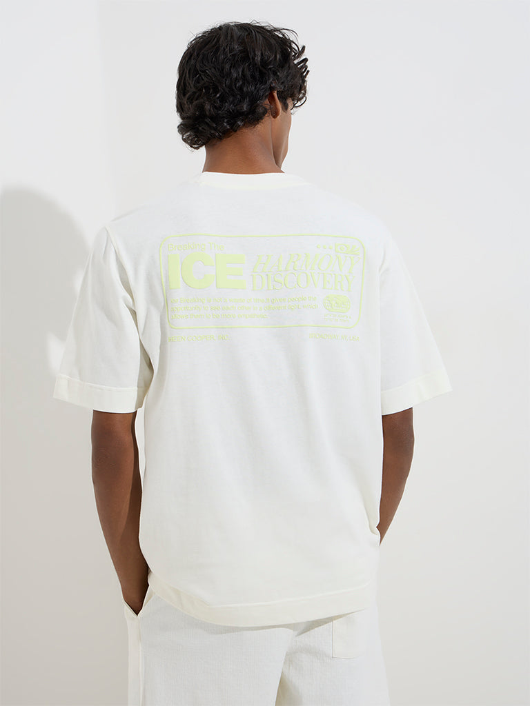 Studiofit White Text Design Relaxed-Fit T-Shirt