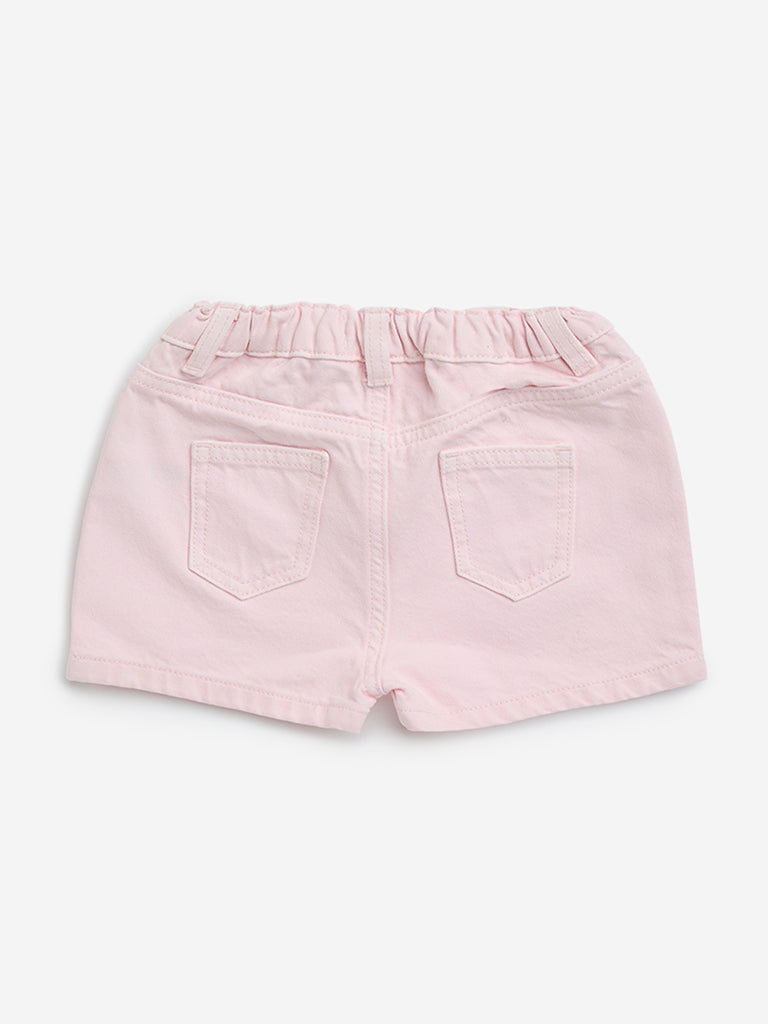 HOP Baby Pink High-Rise Denim Shorts