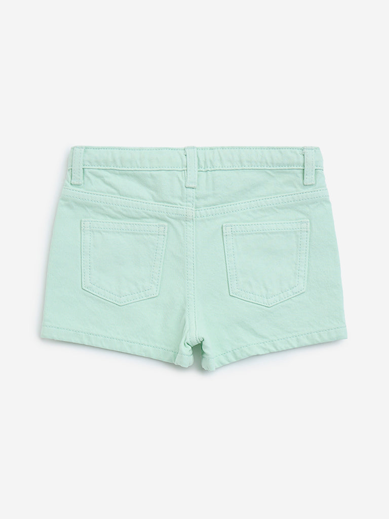 HOP Kids Mint High-Rise Denim Shorts