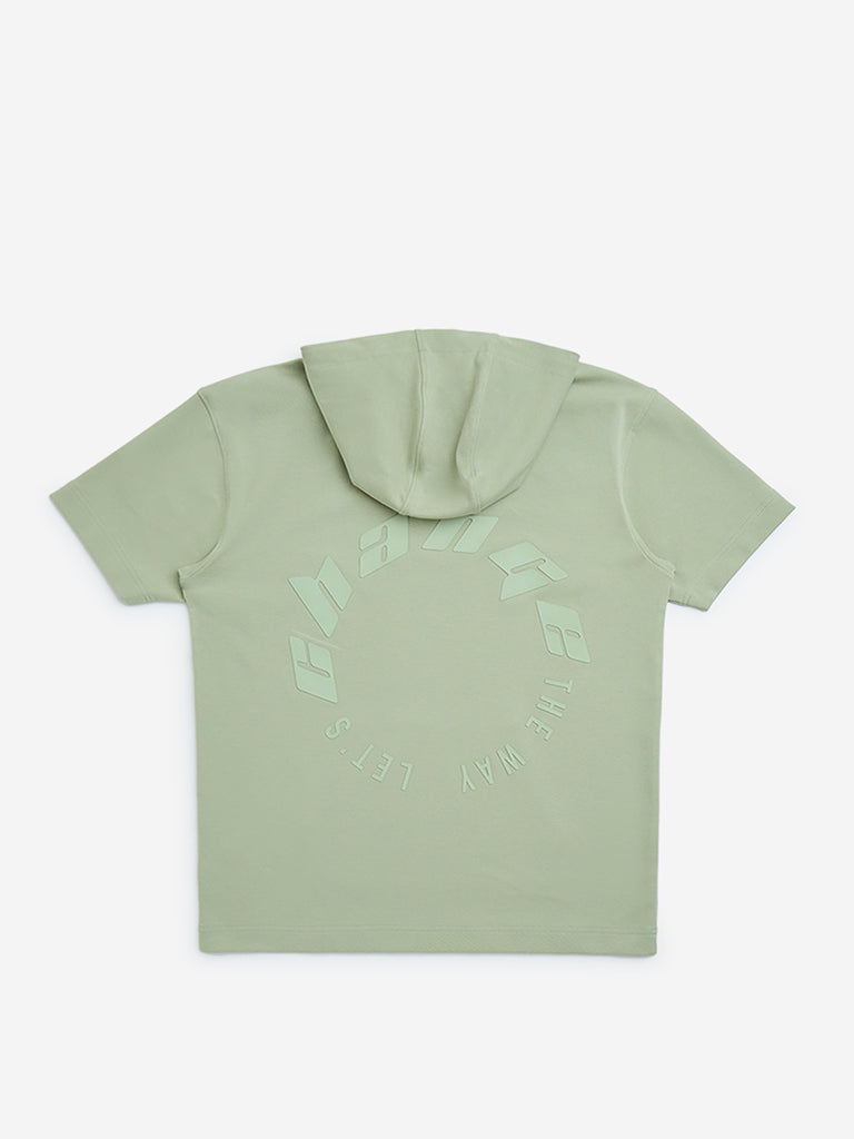 westisde Y&F Boys' Kids Sage Text Design Relaxed-Fit Cotton-Blend Hoodie for Casual Wear Back View