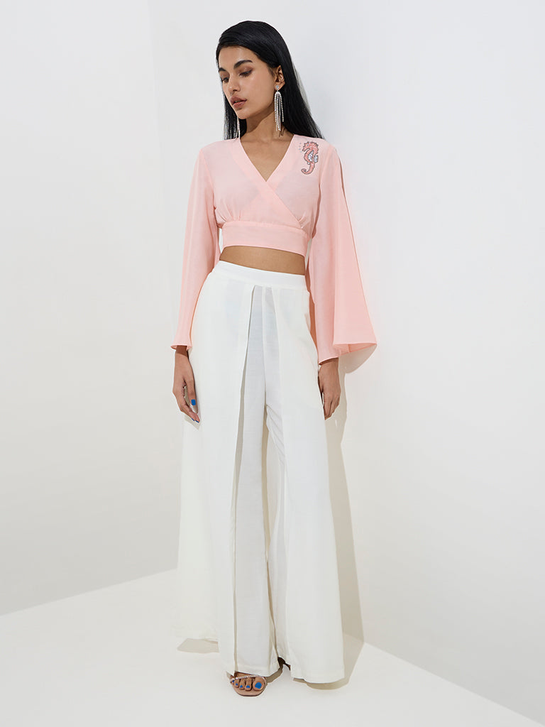 Vark Off-White High-Rise Palazzos