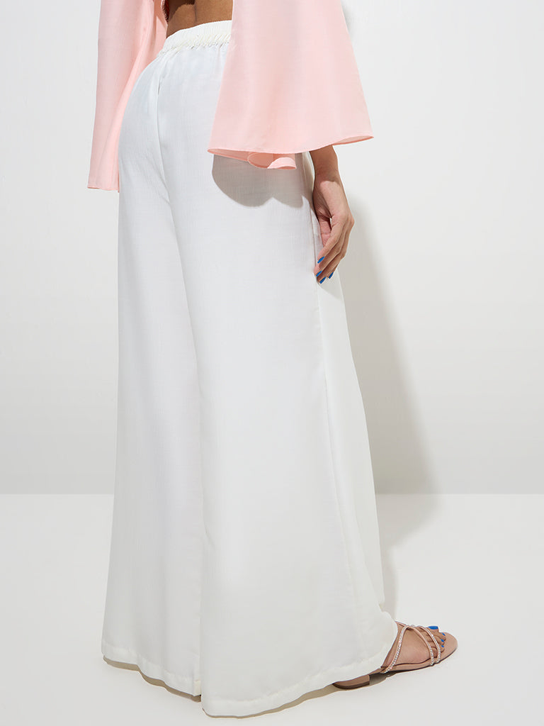 Vark Off-White High-Rise Palazzos