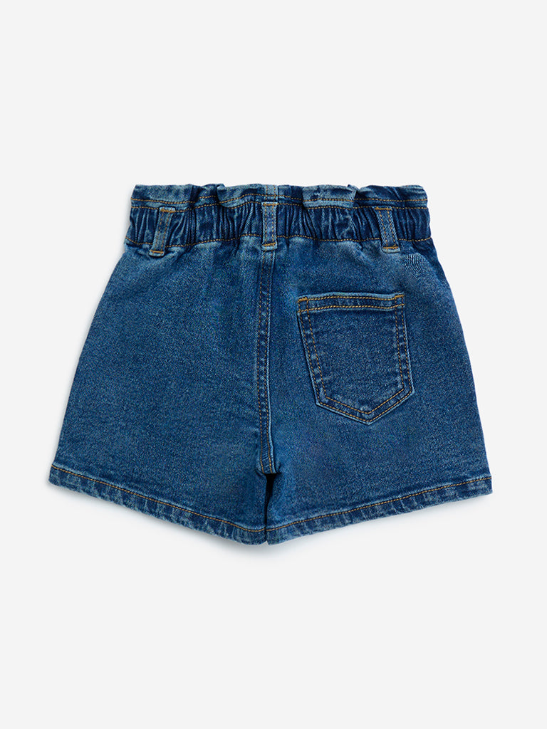 HOP Kids Dark Blue Mid-Rise Denim Shorts