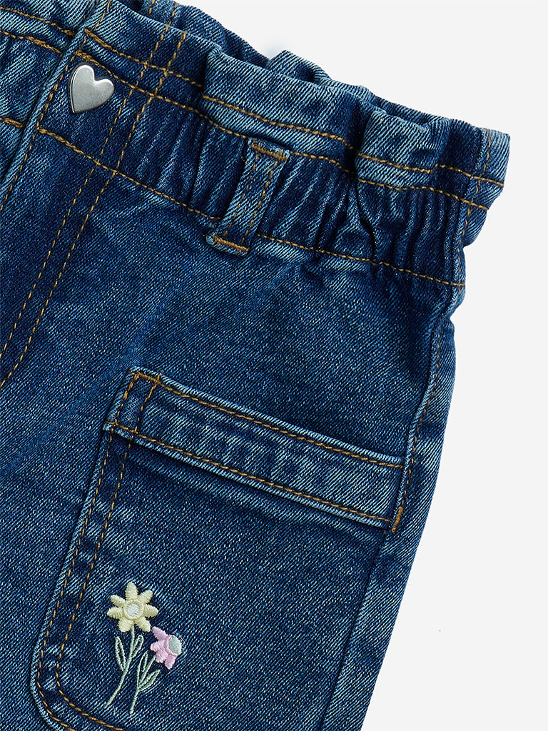 HOP Kids Dark Blue Mid-Rise Denim Shorts