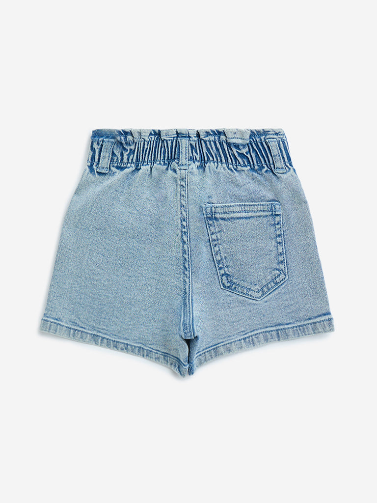 HOP Kids Light Blue Mid-Rise Denim Shorts