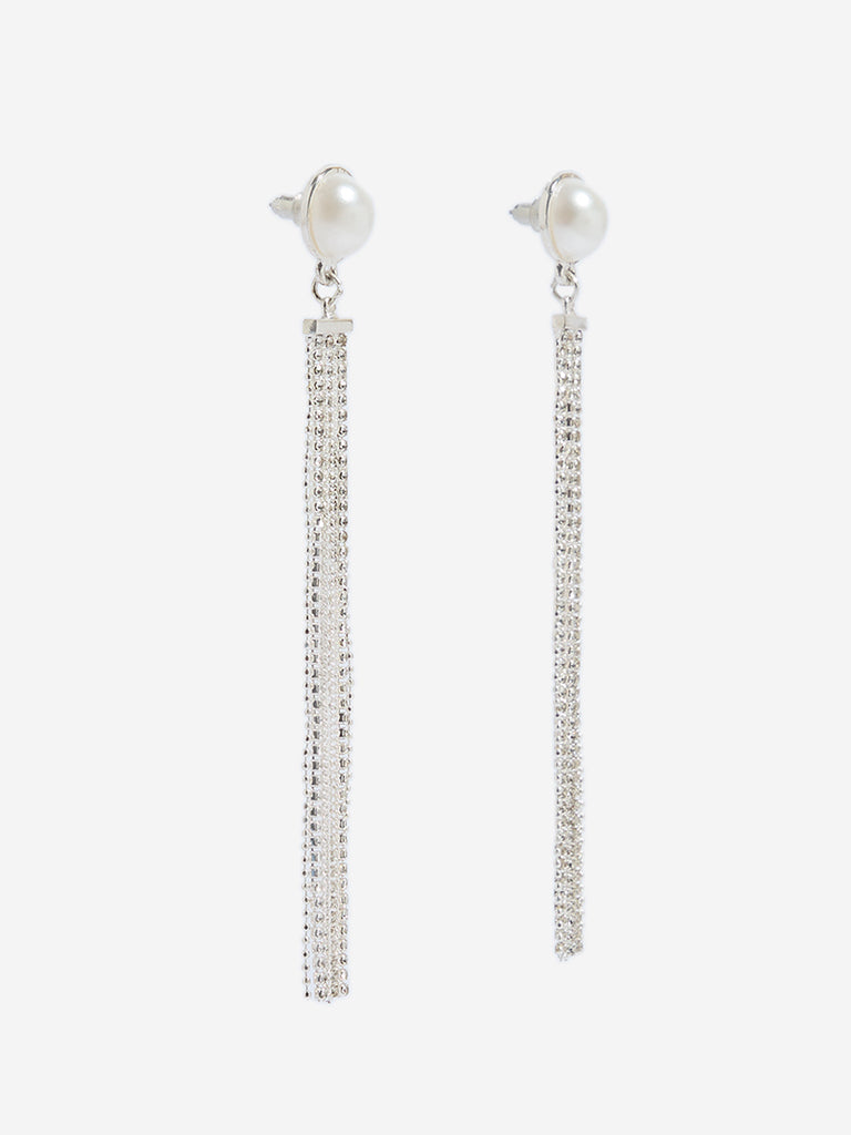 Westside Accessories Silver Pearlescent and Gemstone Detailed Dangler Earrings