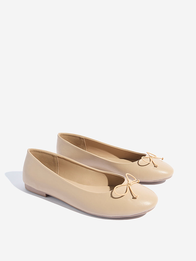 LUNA BLU Beige Bow-Detailed Ballerina