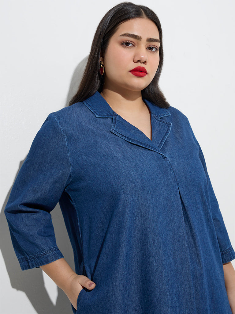Gia Dark Blue Denim A-Line Dress