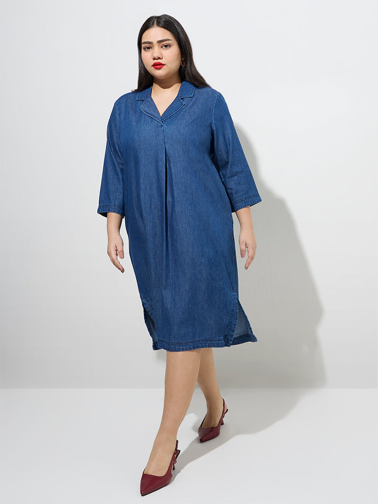 Gia Dark Blue Denim A-Line Dress