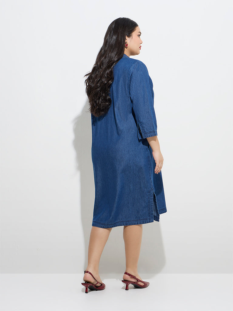 Gia Dark Blue Denim A-Line Dress