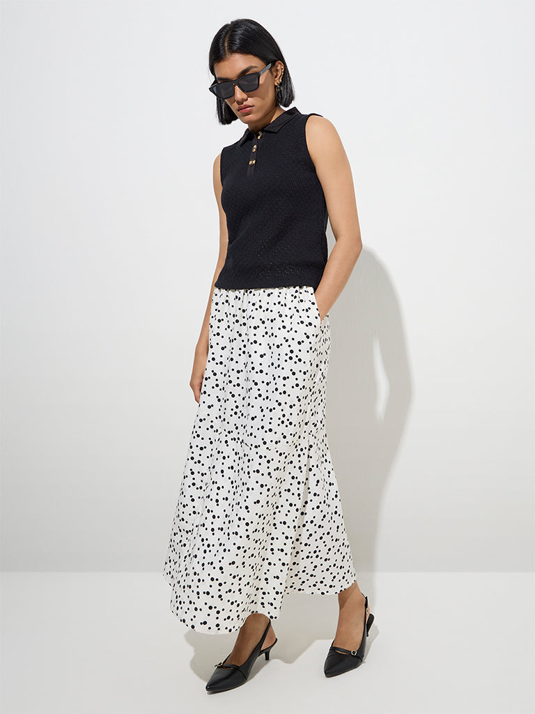 Wardrobe Black Knit-Textured Cotton-Blend Top