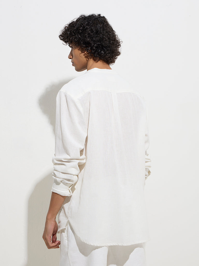 ETA White Embroidered Relaxed-Fit Cotton Shirt