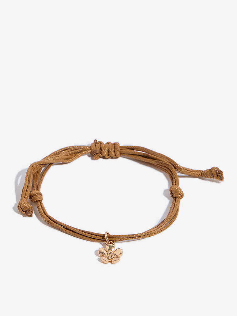 Westside Accessories Brown & Gold Charms Bracelet Set - Pack of 4