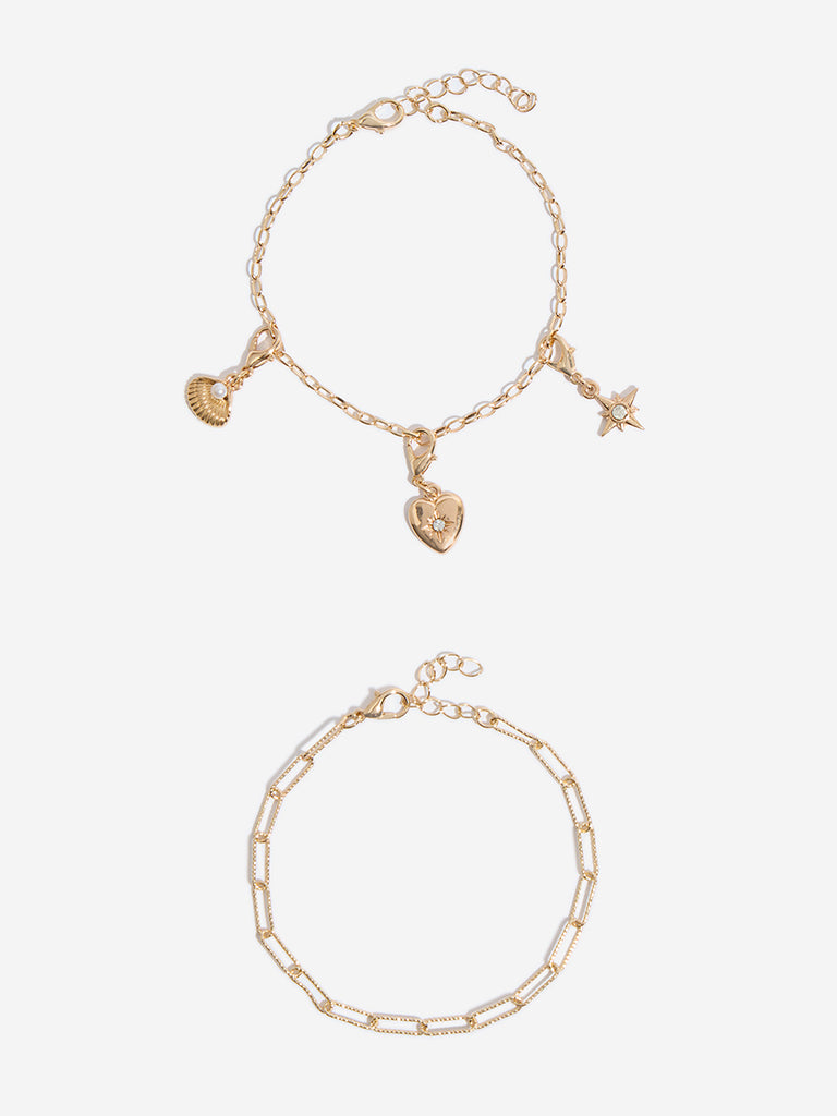 Westside Accessories Gold DIY Multi-Charms Bracelet Set - Pack of 2