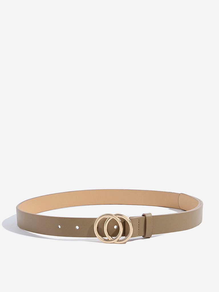 Westside Accessories Taupe Double-Ring Buckle Belt