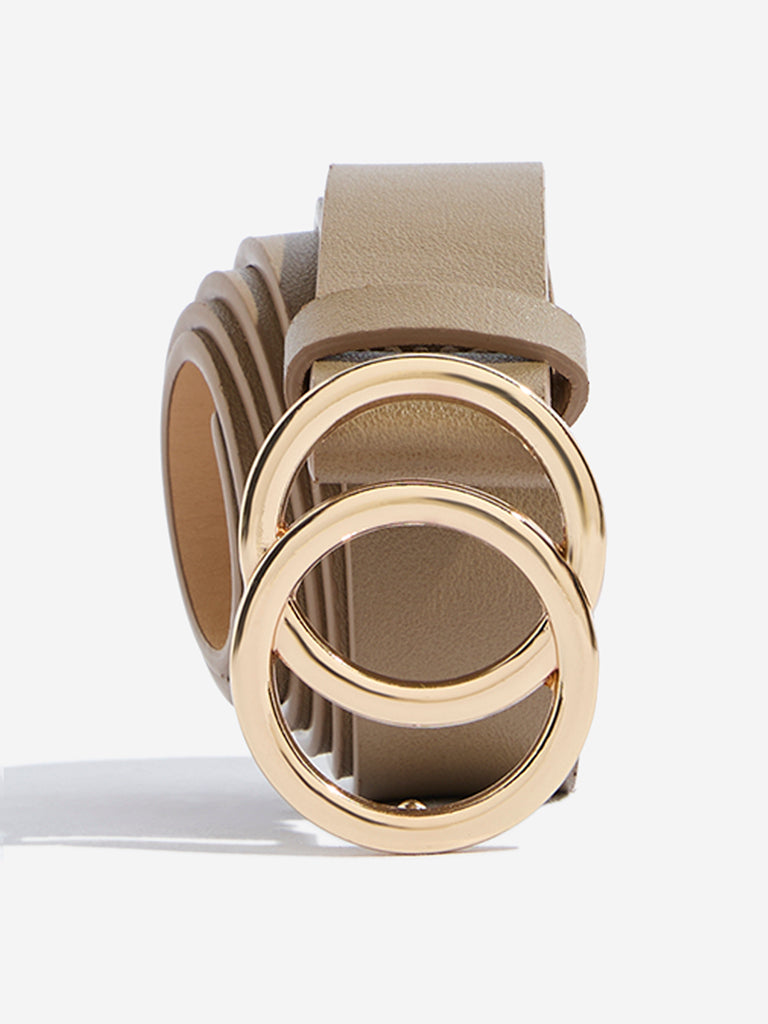 Westside Accessories Taupe Double-Ring Buckle Belt