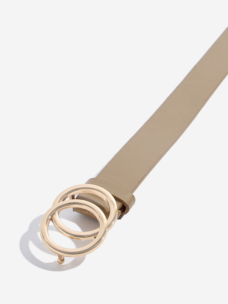 Westside Accessories Taupe Double-Ring Buckle Belt