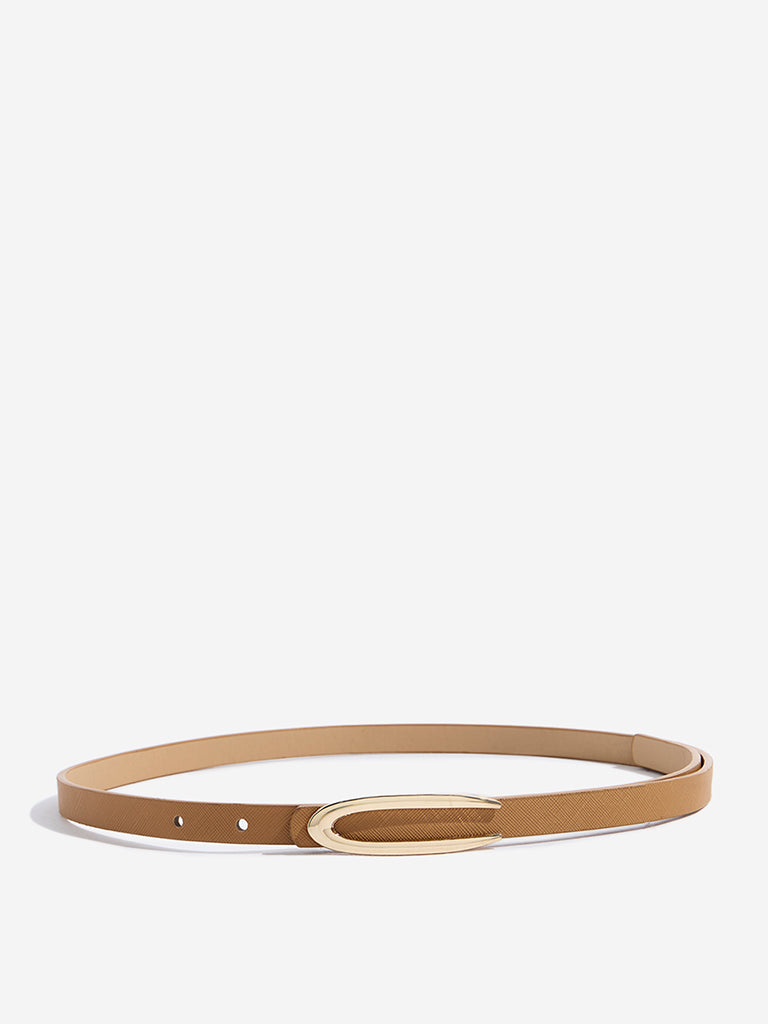 Westside Accessories Tan C-Shape Buckle Belt