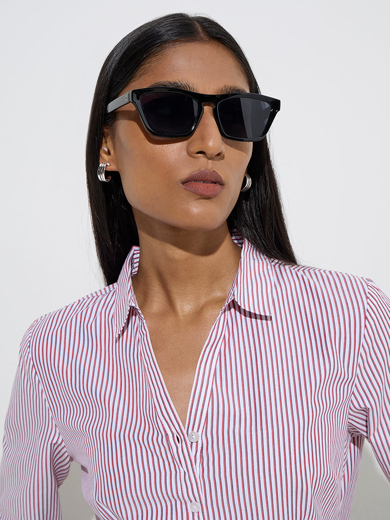 Wardrobe Red Stripe Printed Shirt