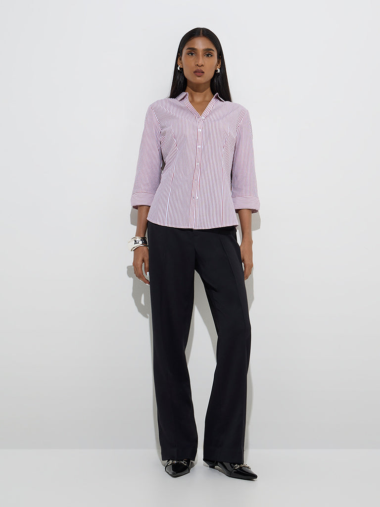 Wardrobe Red Stripe Printed Shirt
