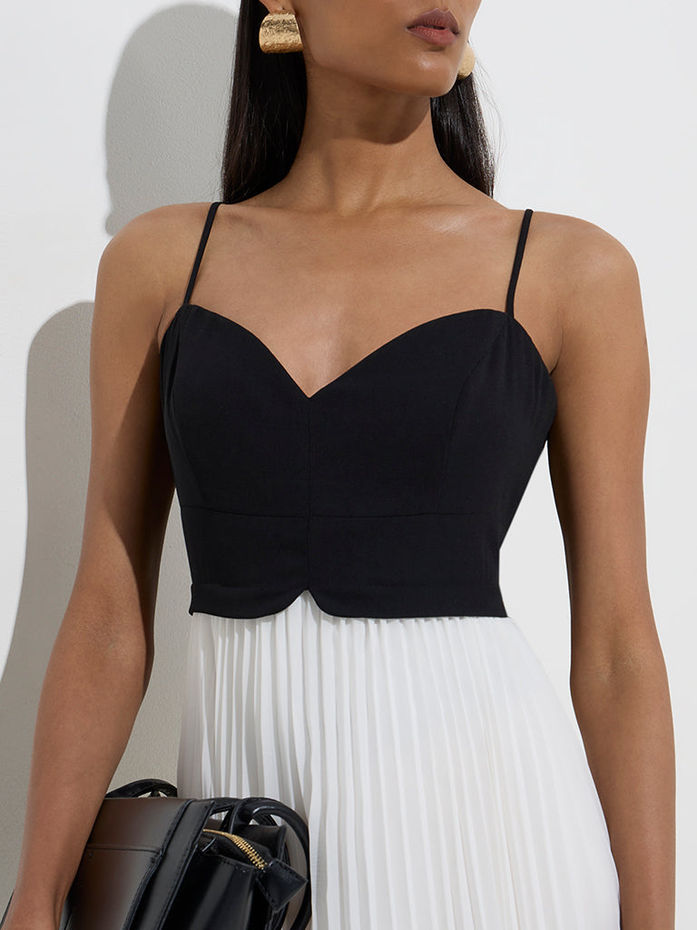 Wardrobe Black Accordion Pleated A-Line Dress