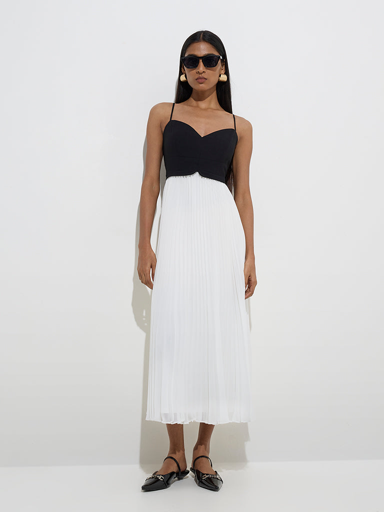 Wardrobe Black Accordion Pleated A-Line Dress