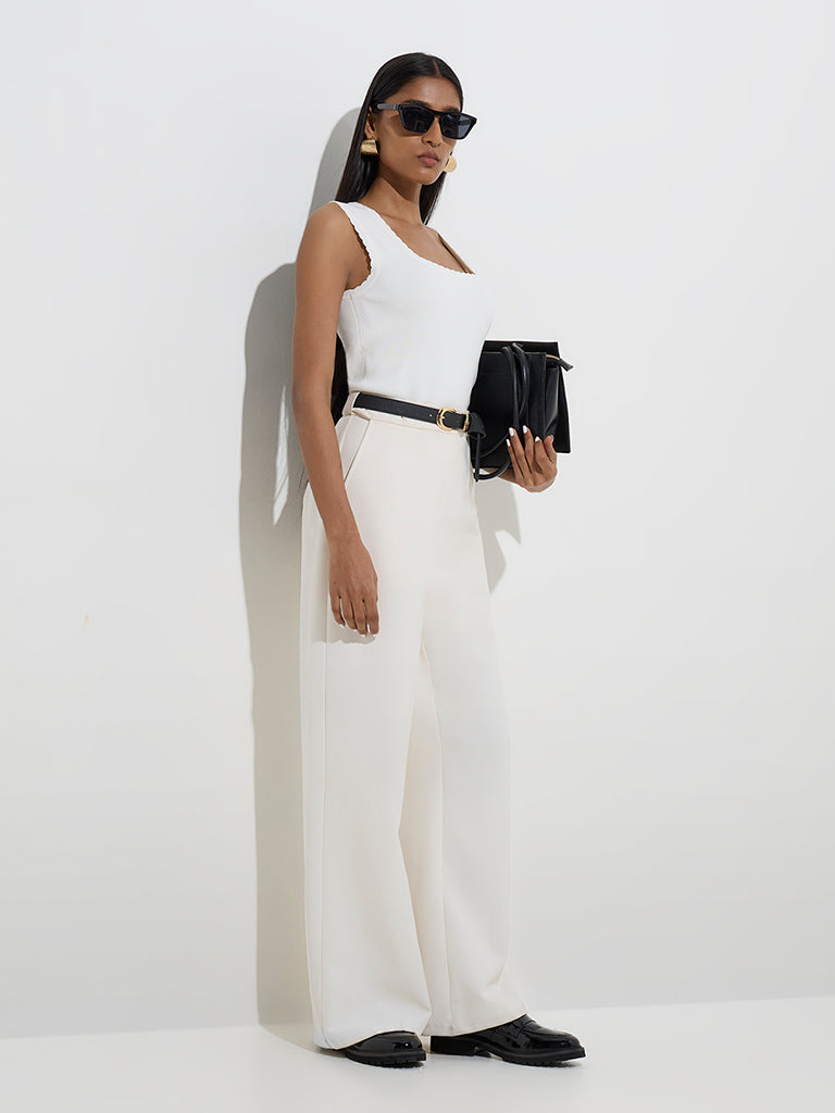 Wardrobe Ivory Ribbed-Textured Top