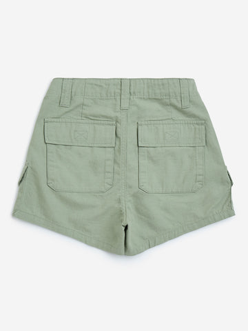 Y&F Kids Sage High-Rise Cotton Shorts