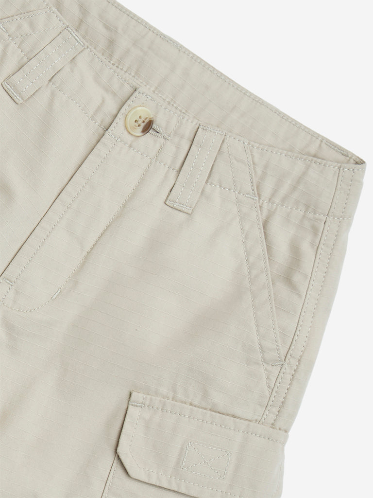 Y&F Kids Beige High-Rise Cotton Shorts